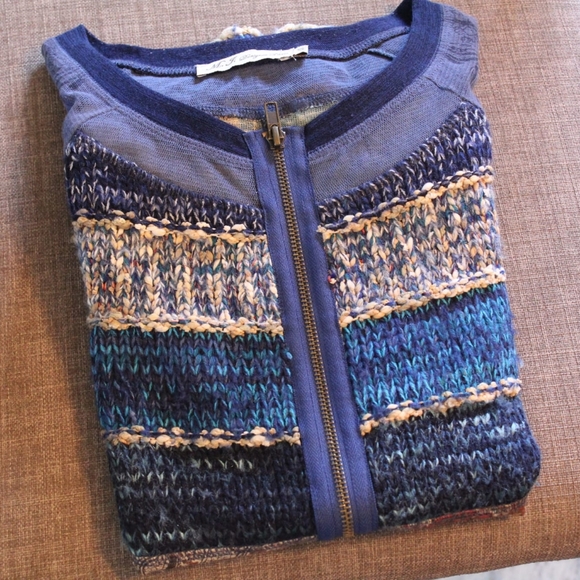 Mixed Fabric Sweater with front zip - Picture 13 of 13